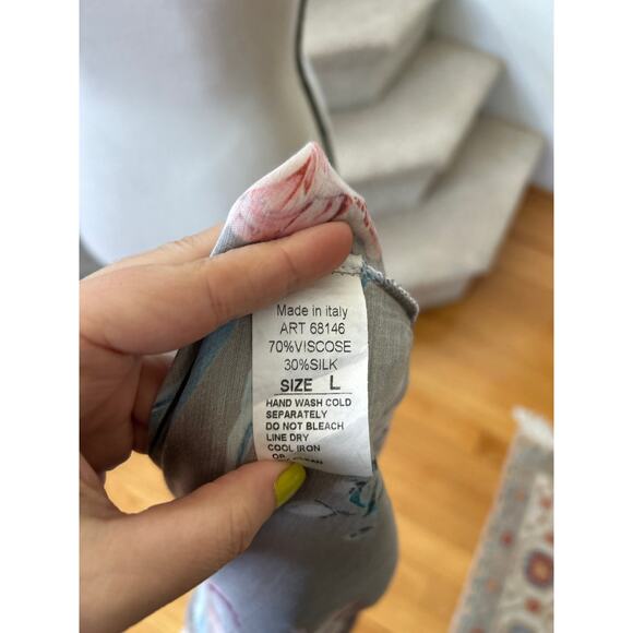 NWT Lola Silk Blend Taupe Brown Grey Pink Floral Tunic Dress - Picture 8 of 9